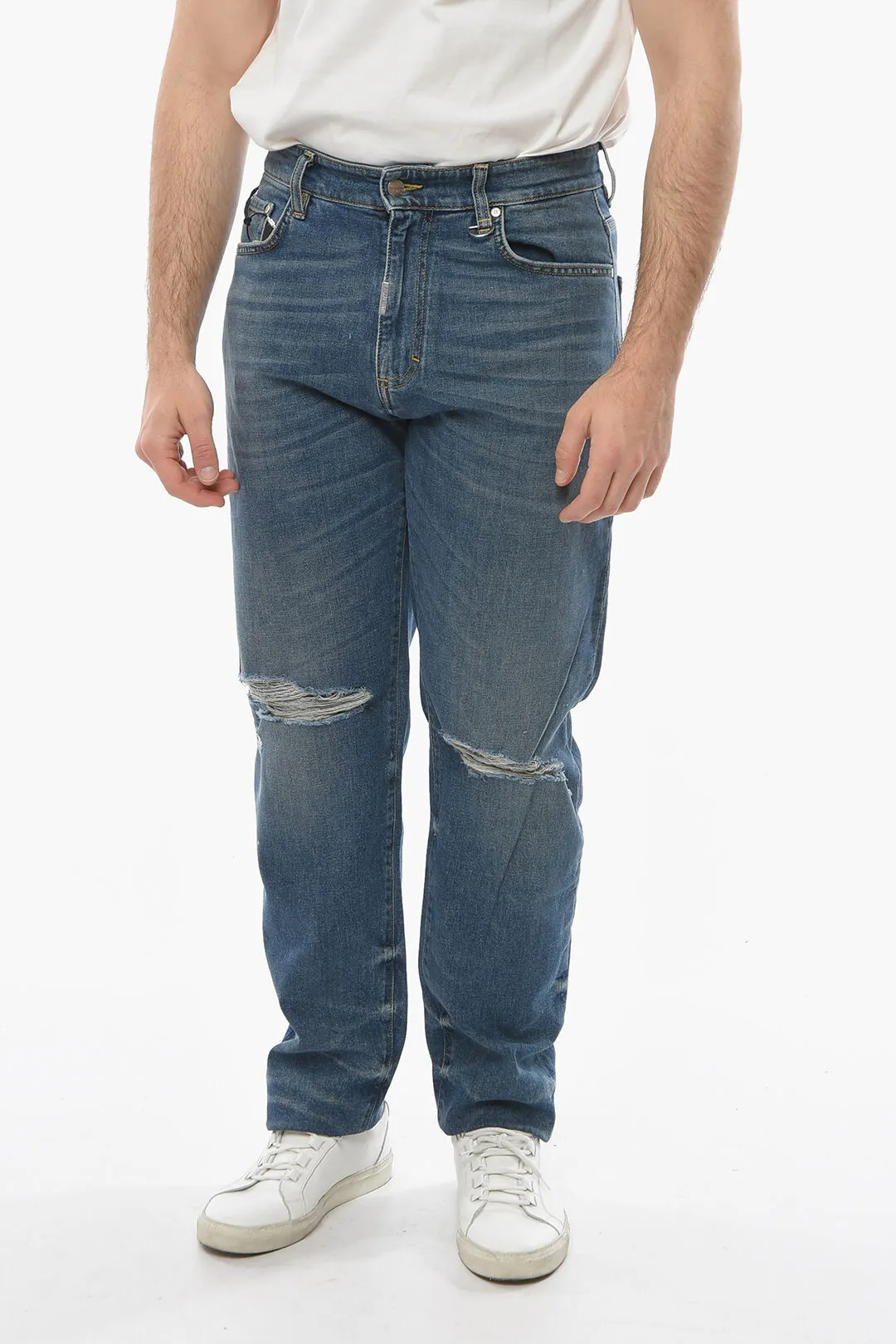 Jeans Baggy Fit con Strappi 18cm