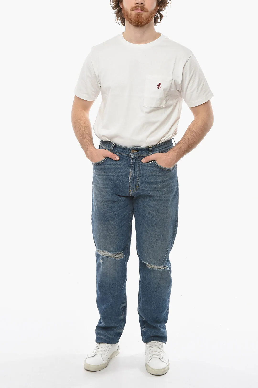 Jeans Baggy Fit con Strappi 18cm